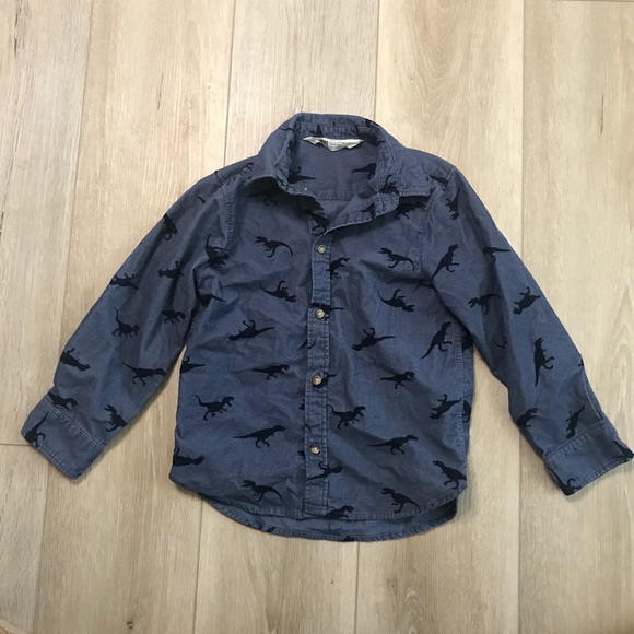 H&M Other - 3/$10 H&M Blue Dinosaur Corduroy Button Up Shirt